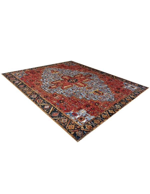 Patio Heritage Collection Area Rug - Garden Rectangle Rust Red and Blue lifestyle 9