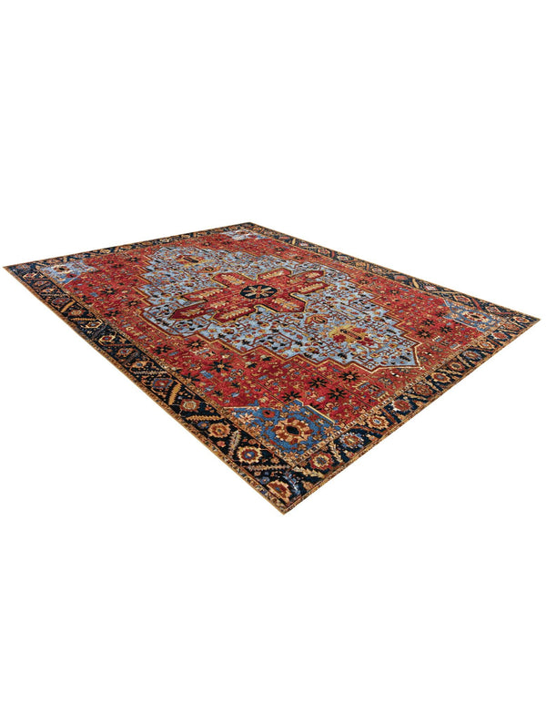 Patio Heritage Collection Area Rug - Garden Rectangle Rust Red and Blue lifestyle 10
