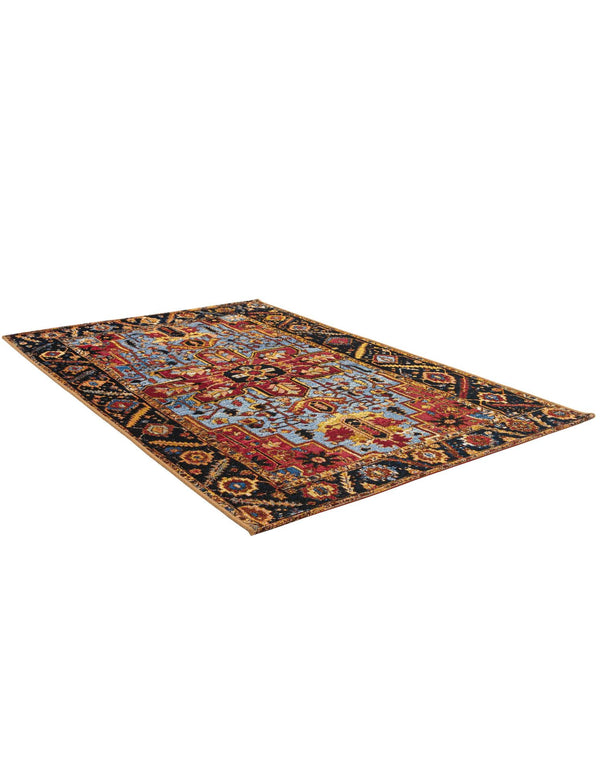 Patio Heritage Collection Area Rug - Garden Rectangle Rust Red and Blue lifestyle 4
