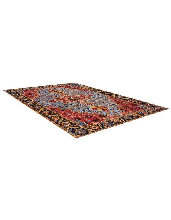 Patio Heritage Collection Area Rug - Garden Rectangle Rust Red and Blue lifestyle 7