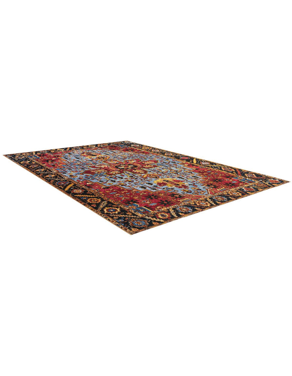 Patio Heritage Collection Area Rug - Garden Rectangle Rust Red and Blue lifestyle 8