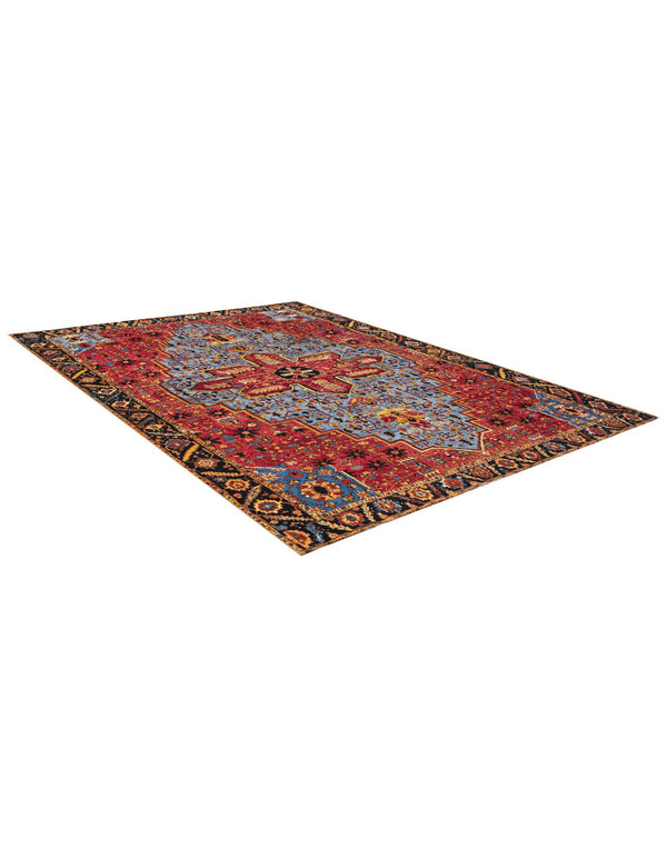 Patio Heritage Collection Area Rug - Garden Rectangle Rust Red and Blue lifestyle 5