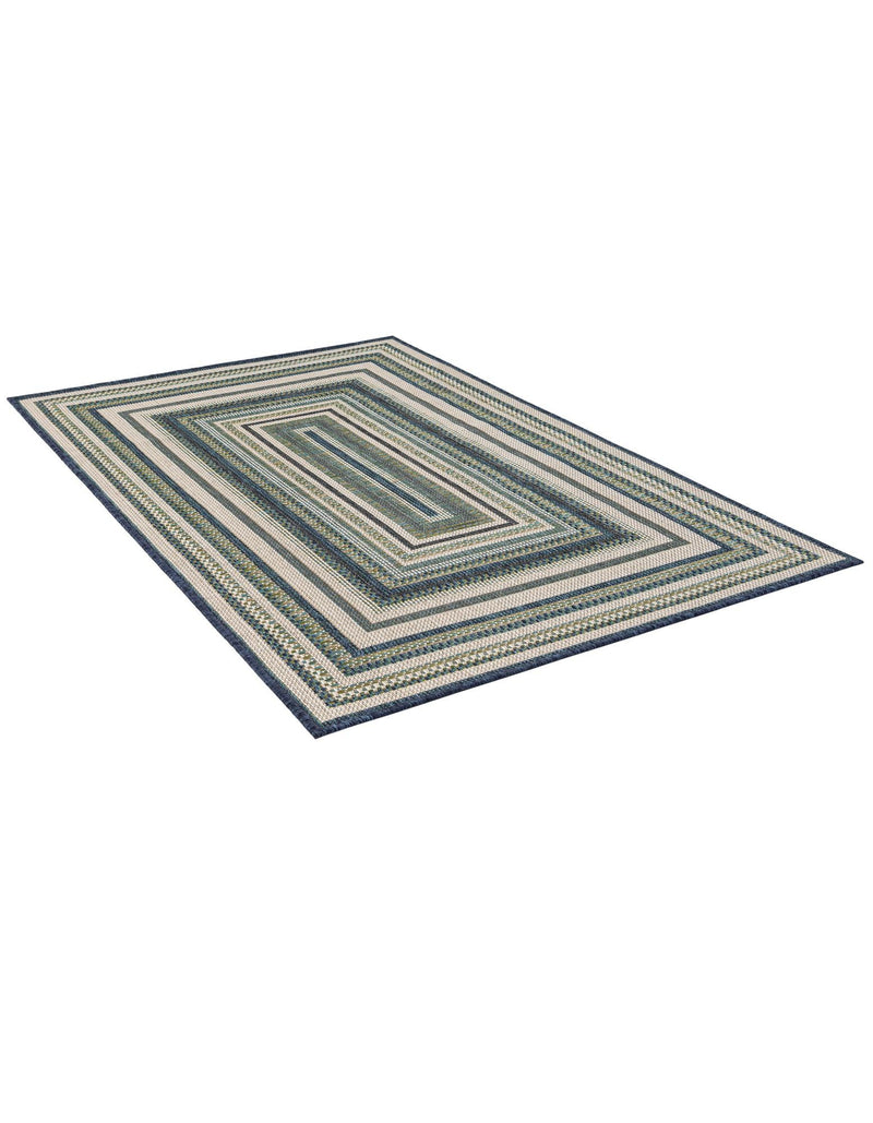 Coastal Terrace Collection Area Rug - Seashell Rectangle Blue lifestyle 14