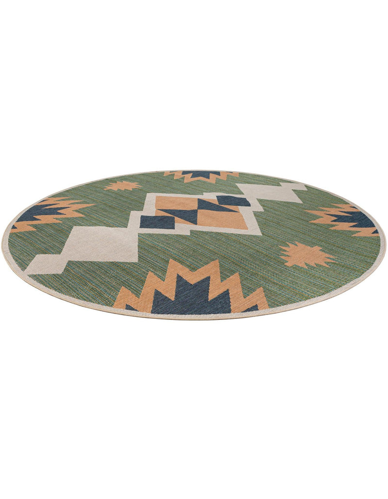 Coastal Terrace Collection Area Rug - Oceanview Round Green lifestyle 65