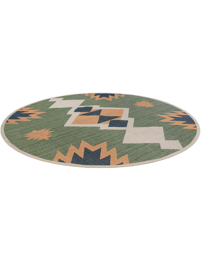 Coastal Terrace Collection Area Rug - Oceanview Round Green lifestyle 66