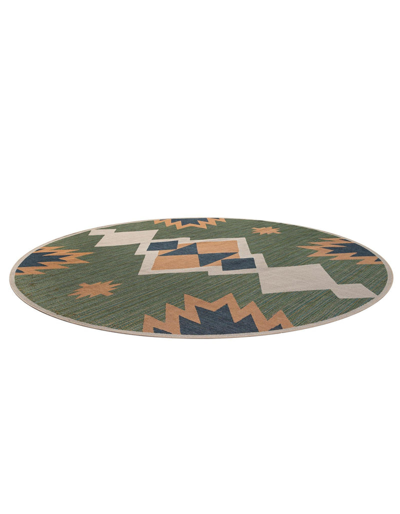 Coastal Terrace Collection Area Rug - Oceanview Round Green lifestyle 57