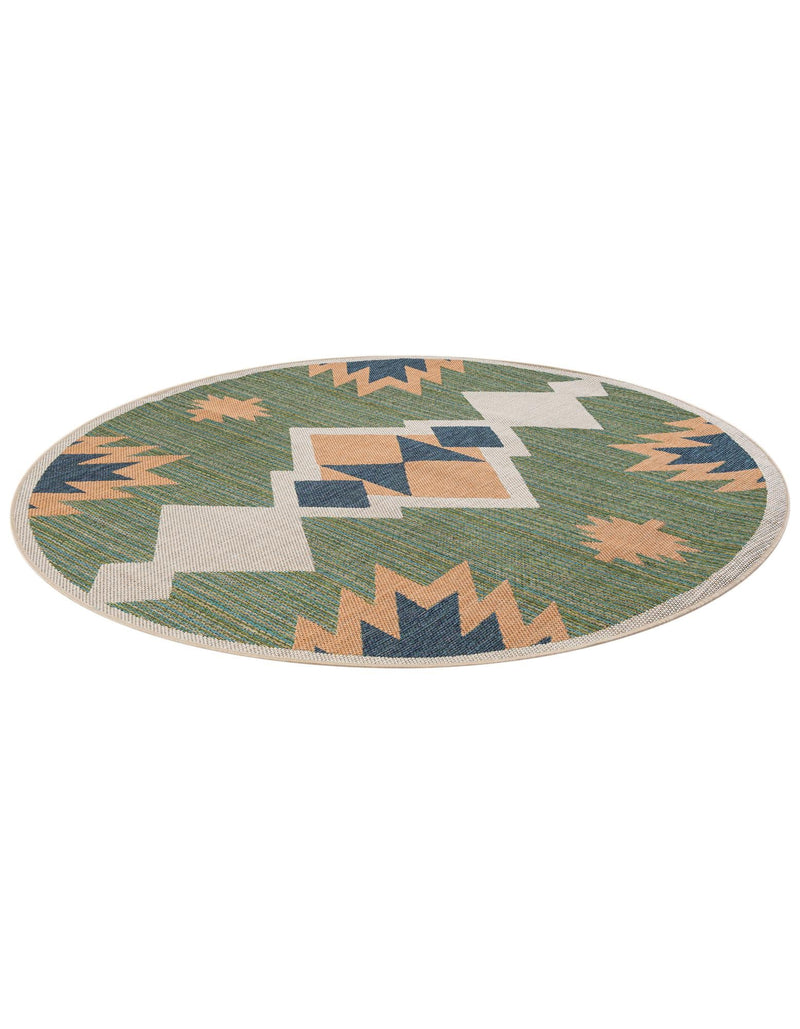 Coastal Terrace Collection Area Rug - Oceanview Round Green lifestyle 63
