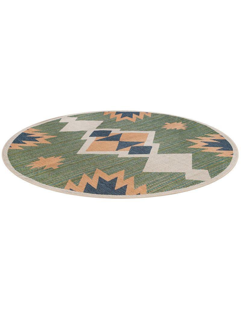 Coastal Terrace Collection Area Rug - Oceanview Round Green lifestyle 64