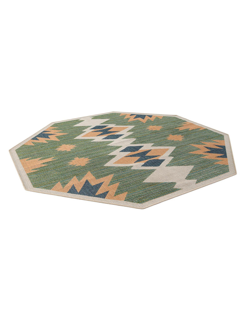 Coastal Terrace Collection Area Rug - Oceanview Octagon Green lifestyle 49