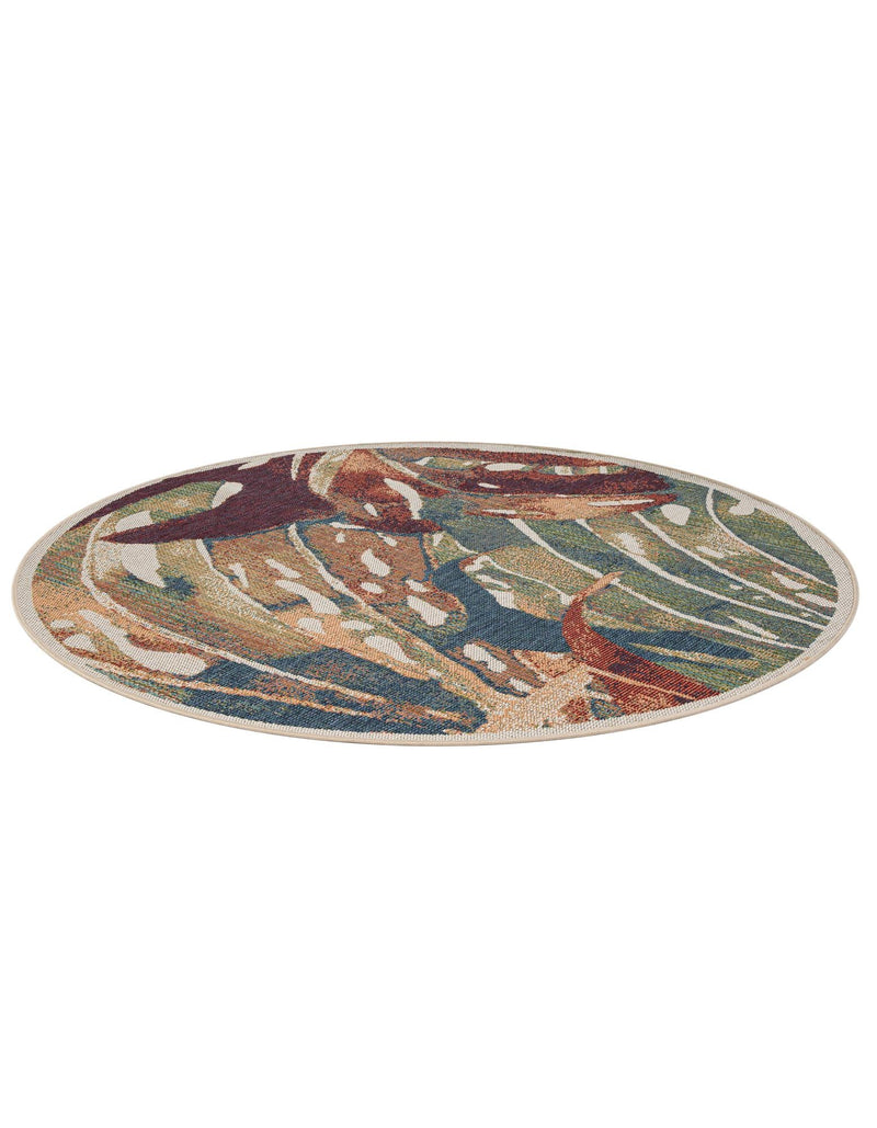 Coastal Terrace Collection Area Rug - Wavecrest Round Multi lifestyle 33