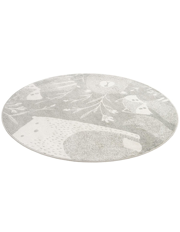 Wonder Tykes Collection Area Rug - Quirky Round Gray lifestyle 33