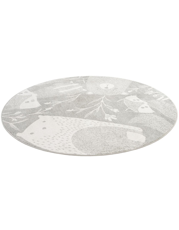Wonder Tykes Collection Area Rug - Quirky Round Gray lifestyle 35