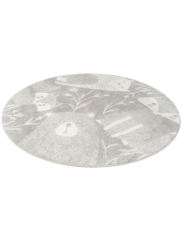 Wonder Tykes Collection Area Rug - Quirky Round Gray lifestyle 36