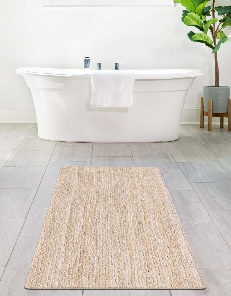 Woven Seaside Jute Collection Area Rug - Savannah (White) Runner White lifestyle 45