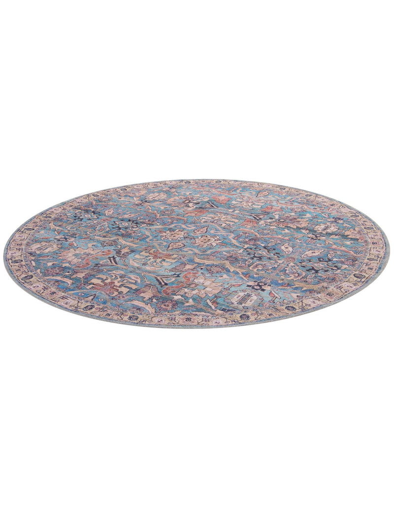 Vintage Memories Collection Area Rug - Timeless Round Blue lifestyle 50