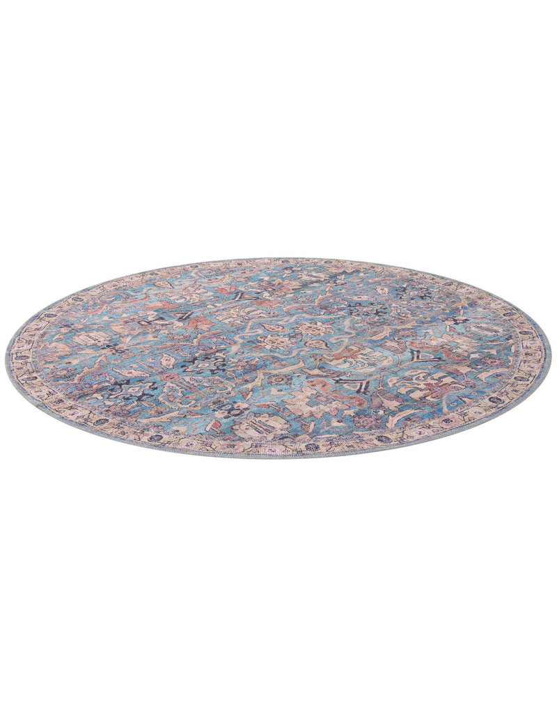 Vintage Memories Collection Area Rug - Timeless Round Blue lifestyle 51