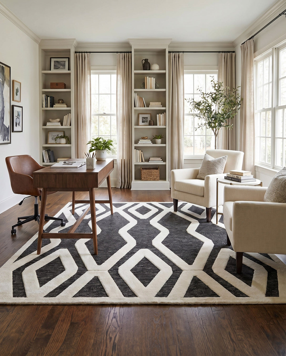 Monochrome Collection Area Rug - Glacier Square Gray lifestyle 123