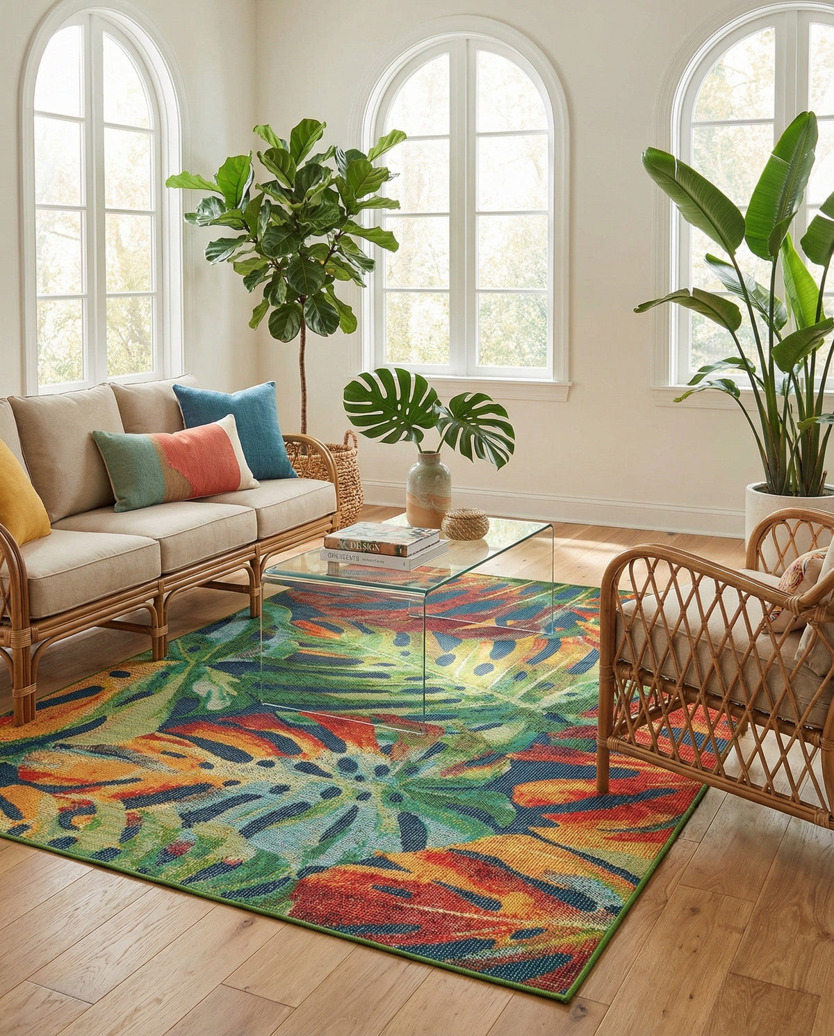 Coastal Terrace Collection Area Rug -  Pier Rectangle Multi  lifestyle 15