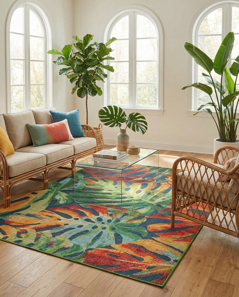Coastal Terrace Collection Area Rug -  Pier Rectangle Multi  lifestyle 15