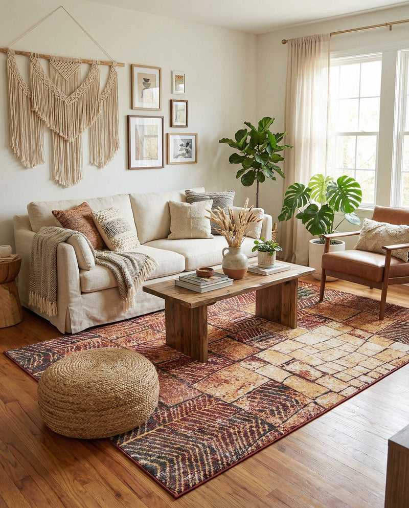 Seville Elegance Collection Area Rug - Cordoba Rectangle Rust Red  lifestyle 8