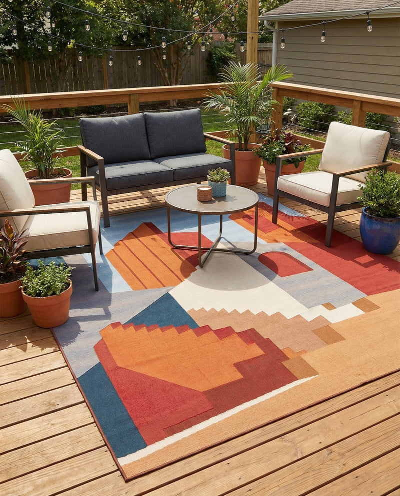 Urban Terrace Collection Area Rug -  Patio Rectangle Multi  lifestyle 6