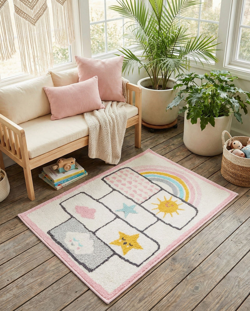 Wonder Tykes Collection Area Rug -  Swirl Rectangle Ivory  lifestyle 7