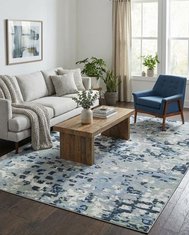 Aegean Elegance Washables Collection Area Rug -  Andros Rectangle Gray Navy Green  lifestyle 28