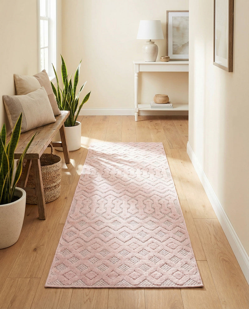 Garden Lattice Charm Collection Area Rug -  Pergola (Pink) Runner Pink  lifestyle 47