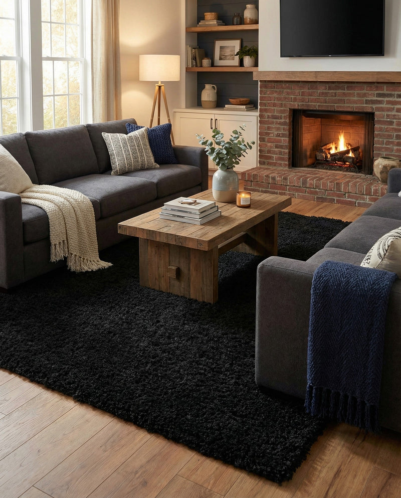 Eternal Plush Oasis Collection Area Rug -  Tranquility (Onyx Black) Rectangle Onyx Black  lifestyle 4