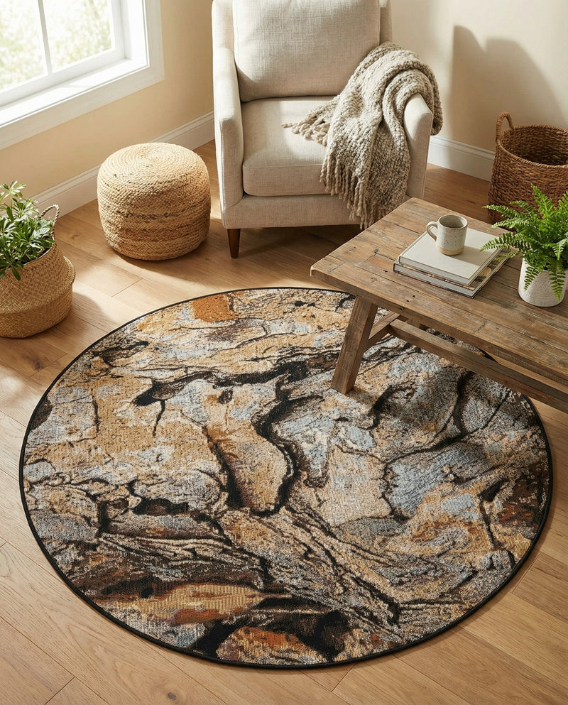 Urban Terrace Collection Area Rug -  Horizon Round Multi  lifestyle 56