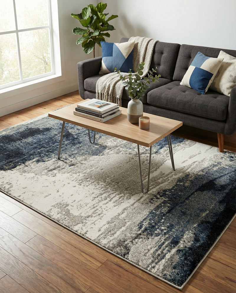 Copenhagen Edge Collection Area Rug - Nyhavn Rectangle Blue  lifestyle 26