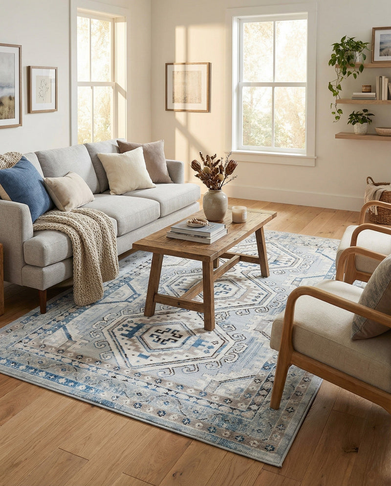 Savannah Elegance Collection Area Rug -  Tybee (Aqua Blue) Rectangle Aqua Blue  lifestyle 7