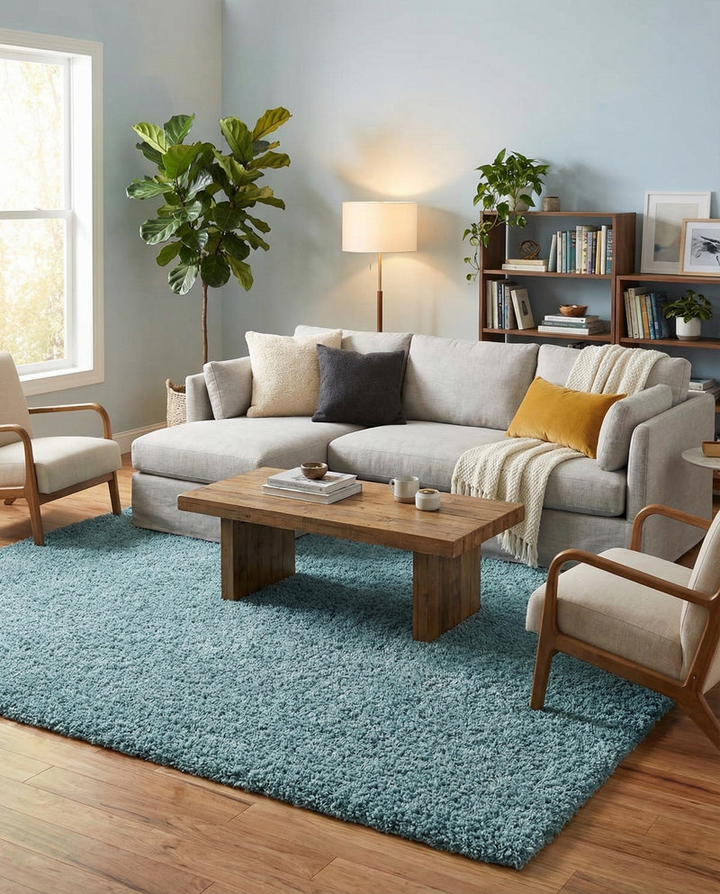 Plush Oasis Collection Area Rug - Serenity (Light Slate Blue) Rectangle Light Slate Blue  lifestyle 14