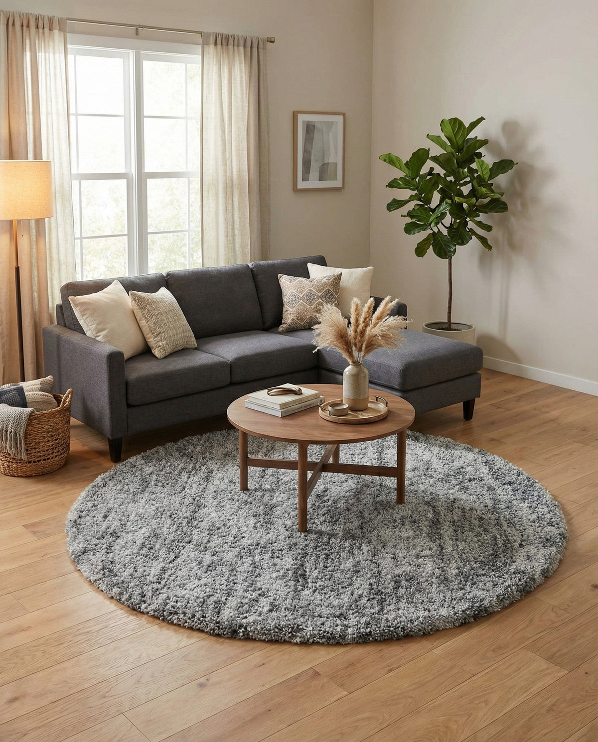 Cozy Cove Shag Collection Area Rug -  Harbor Round Gray  lifestyle 160