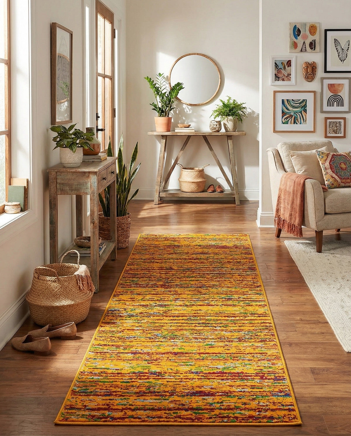 Caribbean Cove Collection Area Rug -  Lucia Runner Yellow  lifestyle 104