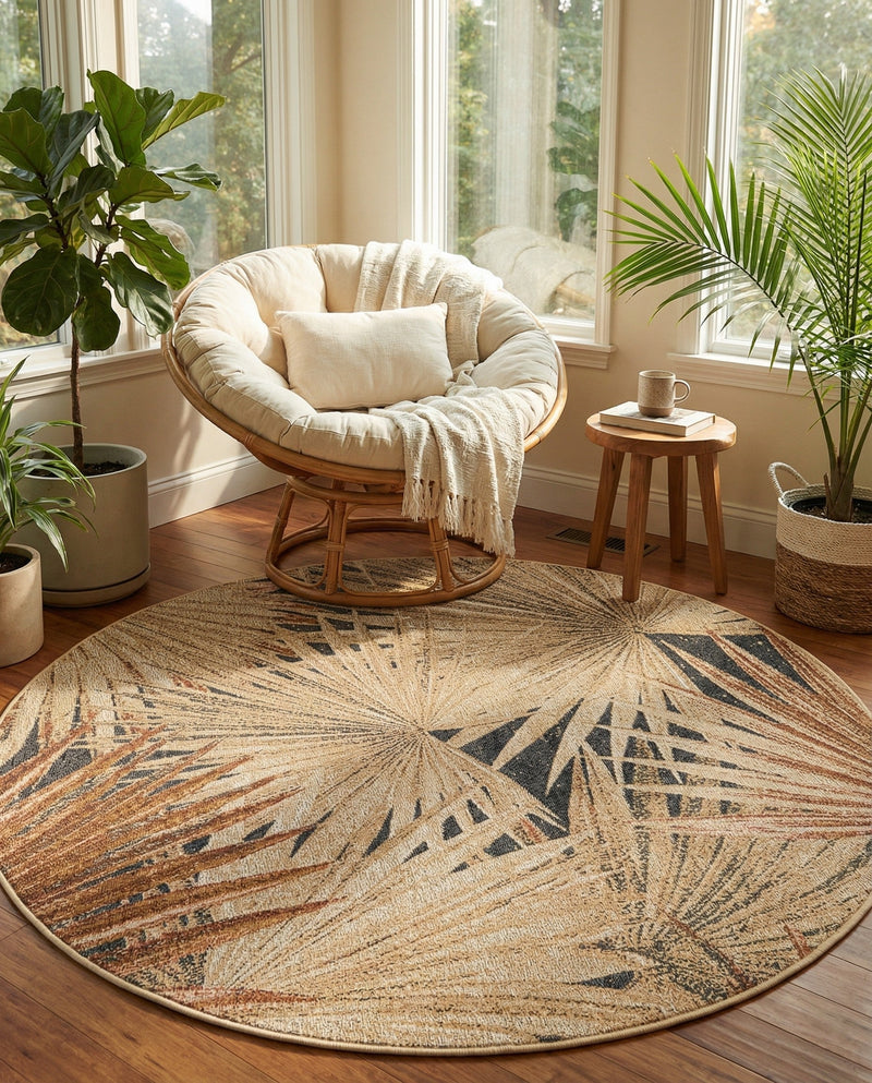 Seaside Blooms Collection Area Rug -  Avalon Round Multi  lifestyle 41