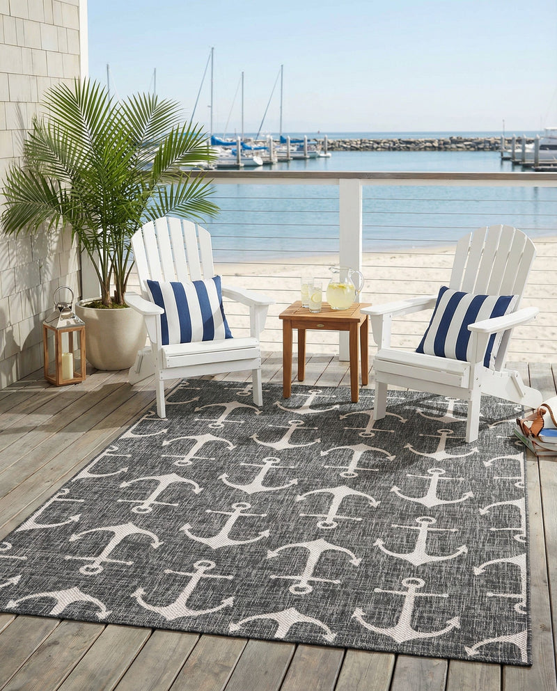 Seaside Haven Rugs Collection Area Rug - Sapphire (Charcoal) Rectangle Charcoal  lifestyle 13