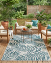 Seaside Blooms Collection Area Rug - Verdure (Teal Ivory) Rectangle Teal Ivory  lifestyle 6