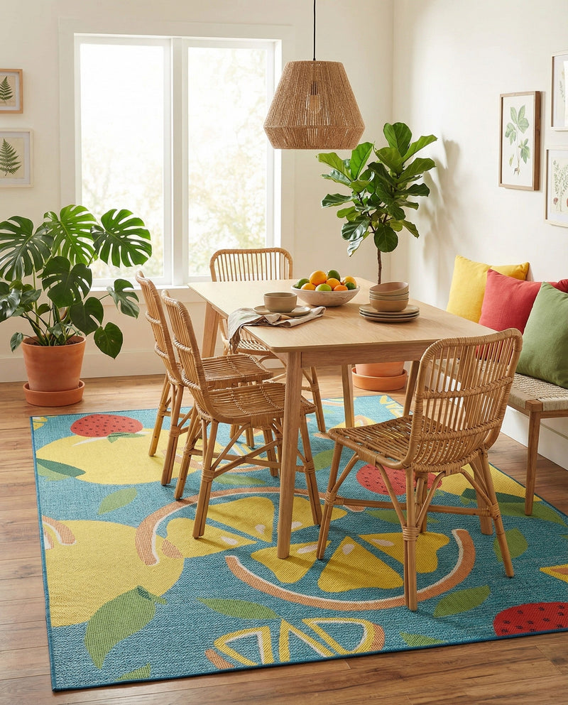 Coastal Terrace Collection Area Rug -  Cove Rectangle Blue  lifestyle 15