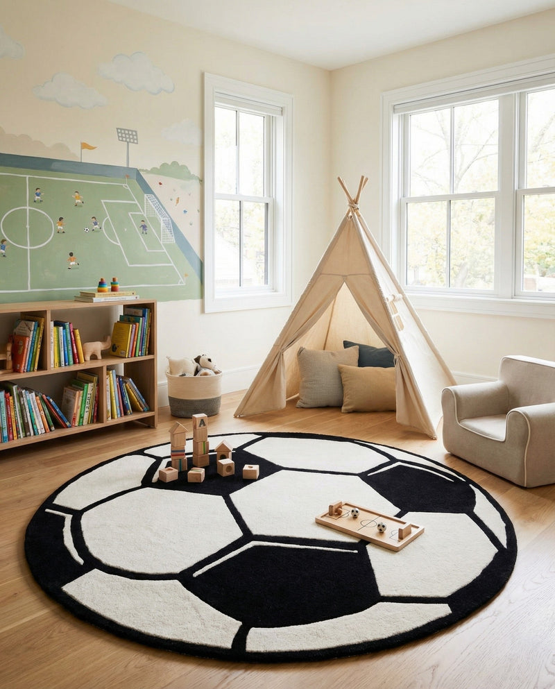 Whimsy Wonders Wool Collection Area Rug -  Volcano Round Black and White  lifestyle 4