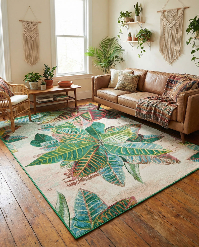 Seaside Blooms Collection Area Rug -  Fern Rectangle Multi  lifestyle 54