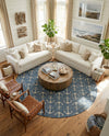 Seaside Haven Rugs Collection Area Rug - Sapphire (Blue) Round Blue  lifestyle 50