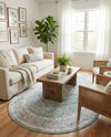 Adriana Terrace Collection Area Rug - Capri (Aqua) Oval Aqua  lifestyle 50