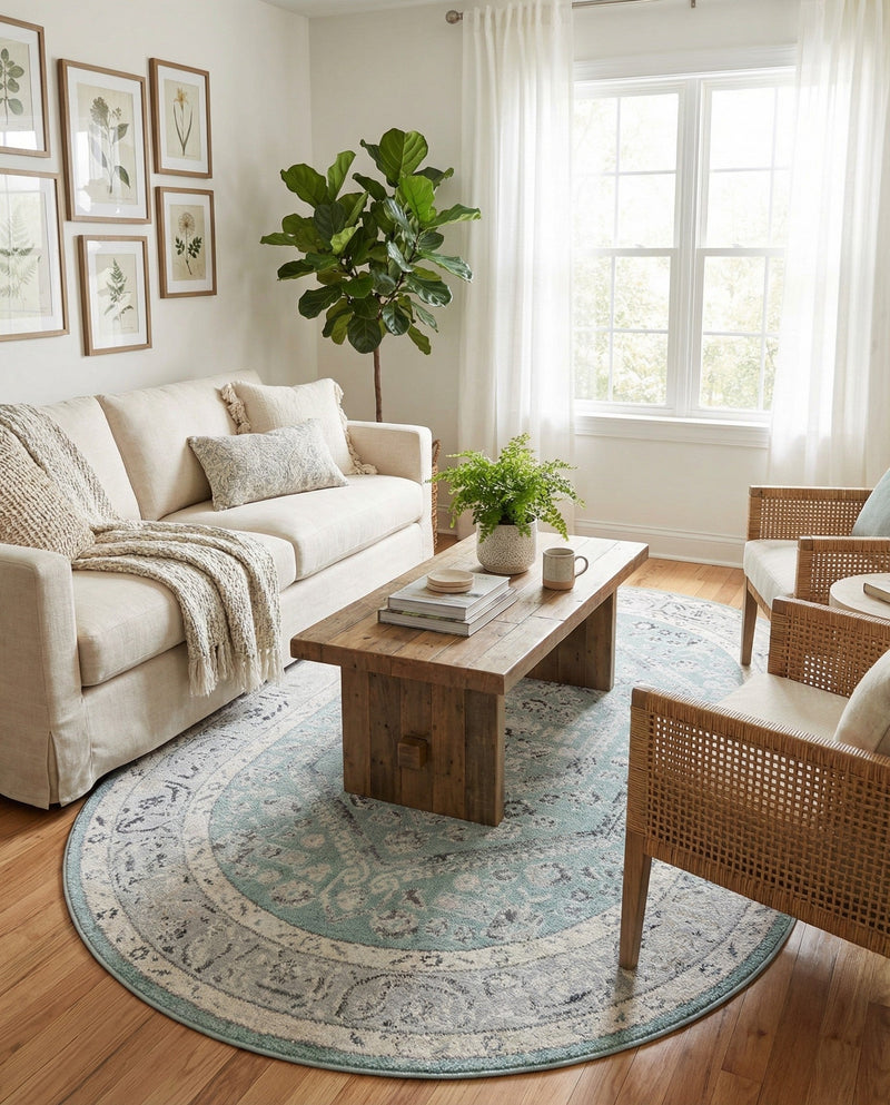 Adriana Terrace Collection Area Rug - Capri (Aqua) Oval Aqua  lifestyle 50