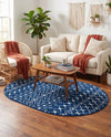 Mediterranean Lattice Collection Area Rug - Santorini (Navy Blue) Oval Navy Blue  lifestyle 90