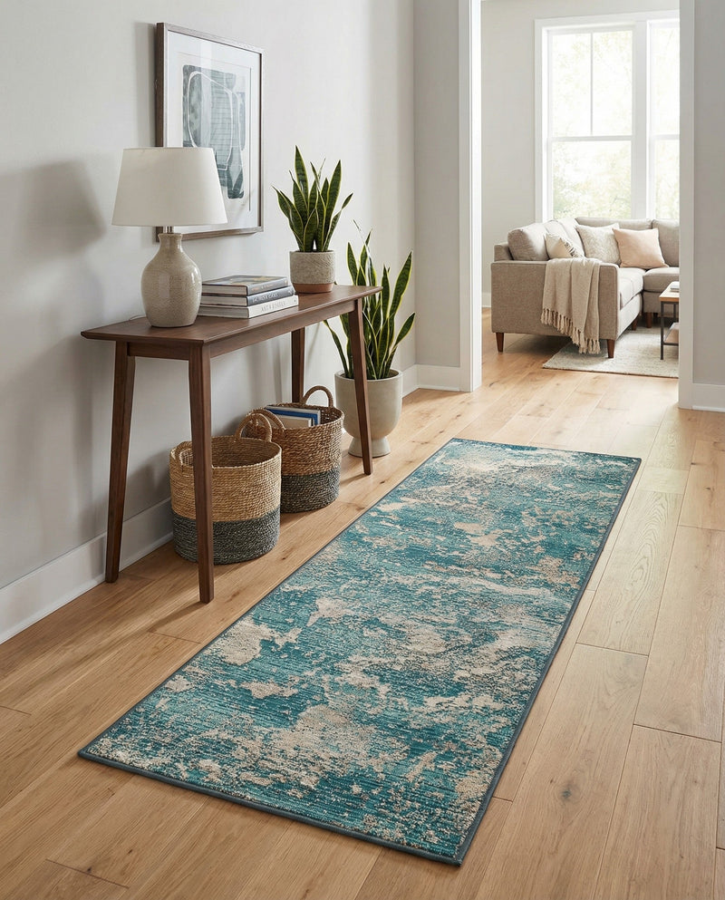 Urban Terrace Collection Area Rug -  Gazebo Runner Aqua Blue  lifestyle 54