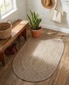 Woven Seaside Jute Collection Area Rug - Savannah (Gray) Oval Gray  lifestyle 73