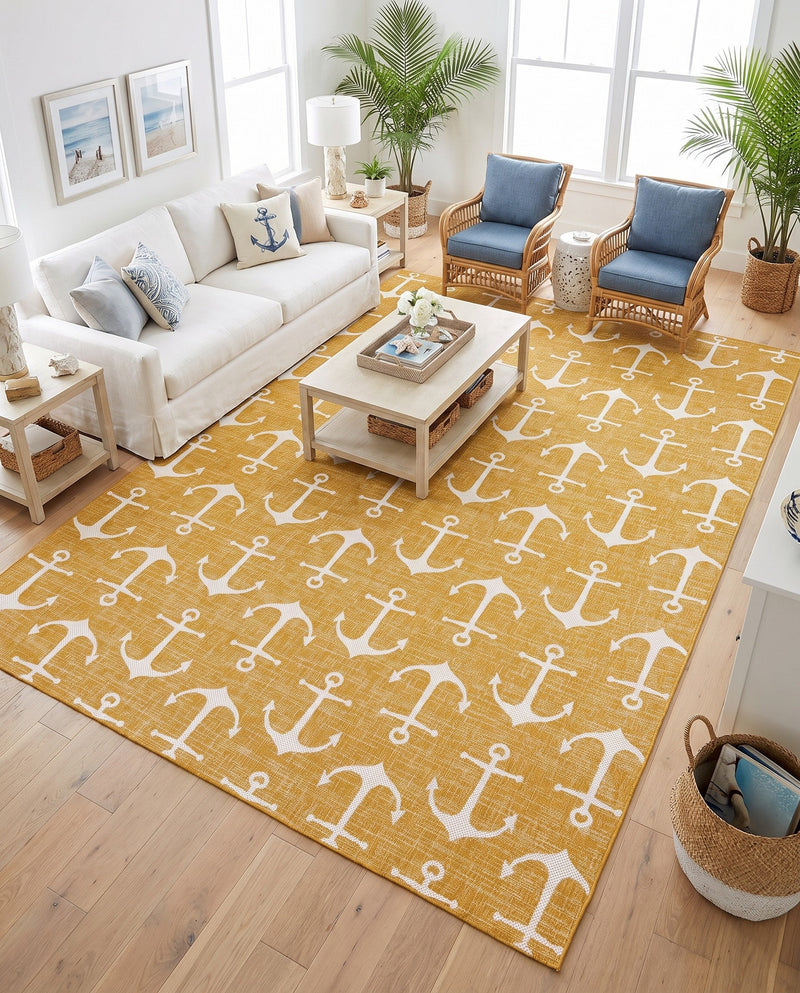 Seaside Haven Rugs Collection Area Rug - Sapphire (Yellow) Rectangle Yellow  lifestyle 27