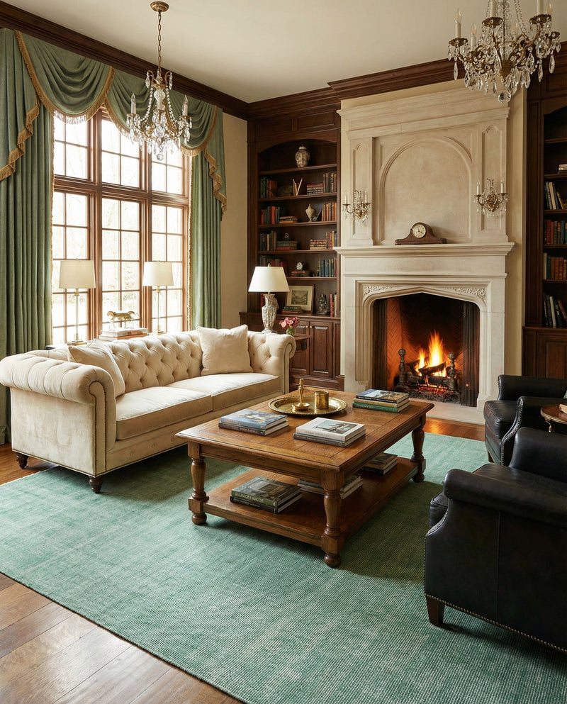 Berkshire Estate Collection Area Rug - Windsor (Green) Rectangle Green  lifestyle 3
