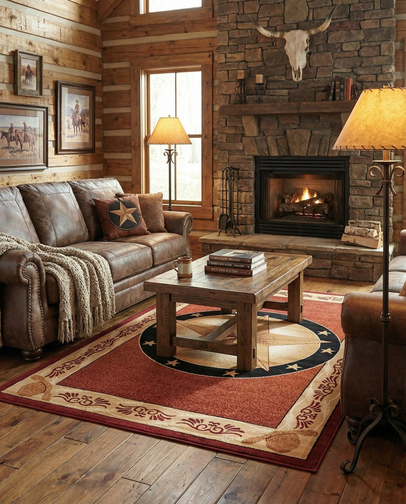 Frontier Trails Collection Area Rug - Redwood Rectangle Red  lifestyle 19